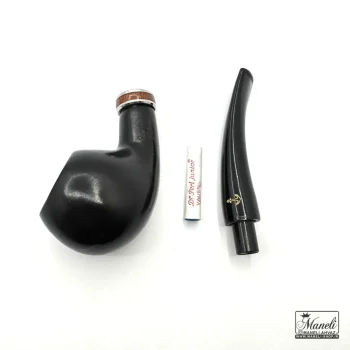 پیپ چوبی مشکی capitan black با حلقه طرح چوب استیل - Image 3