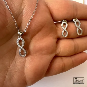 نیم ست جواهری نگین مخراج شده مجلسی با طرح بی نهایت - تصویر 3