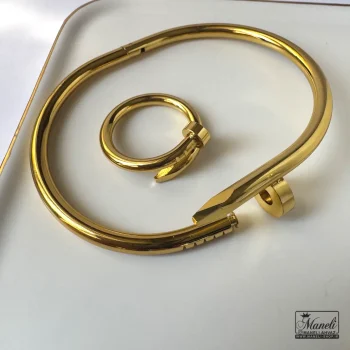 سرویس کامل کارتیر میخی (گوشواره.گردنبند.دستبند.انگشتر) - Image 3