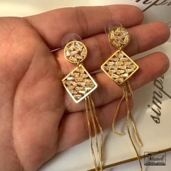 گوشواره مجلسی آویز بلند نگین دار - Image 4