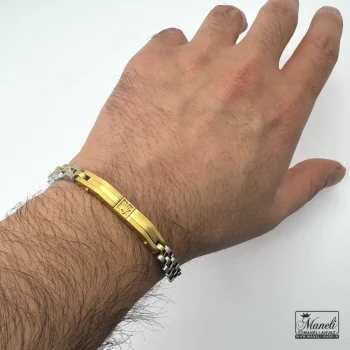 دستبند مردانه رولکس ظریف پلاک دار طلایی و نقره ای