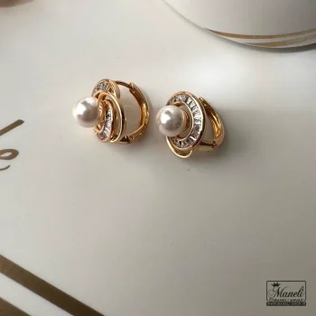 گوشواره ژوپینگ مرواریدی با ترکیب نگین باگتی - Image 7