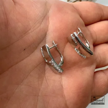 گوشواره ژوپینگ ورساچه نگین دار ضد حساسیت نقره ای - Image 7