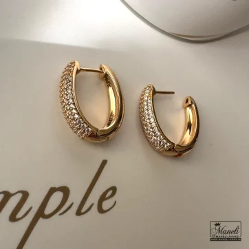 گوشواره طلایی ژوپینگ حلقه ای ضدحساسیت نگین دار