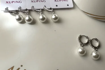 گوشواره نقره ای ژوپینگ حلقه ای مرواریدی ضدحساسیت