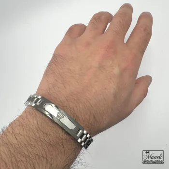 دستبند رولکس پلاک دار نقره ای