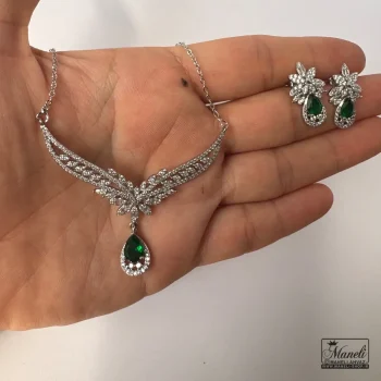 نیم ست مجلسی نگین اشکی سبز - تصویر 3