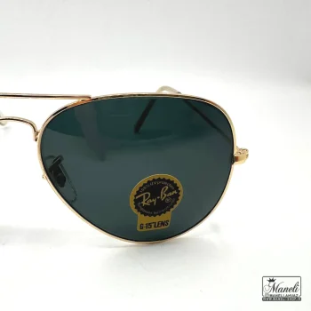 عینک آفتابی مردانه Ray Ban مدل خلبانی طلایی | یووی ۴۰۰ (UV400) های کپی - تصویر 4
