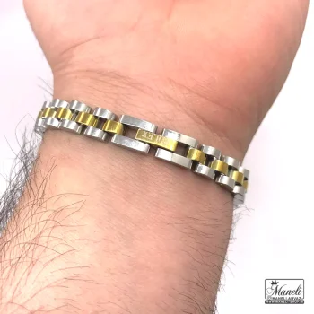 دستبند رولکس پلاک دار طلایی نقره ای | 8 میل - رنگ ثابت - Image 4