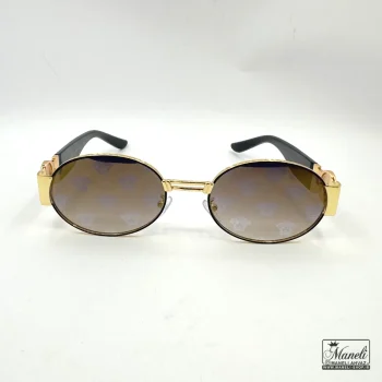 عینک UV برند versace با فریم طلایی و شیشه مشکی - تصویر 4