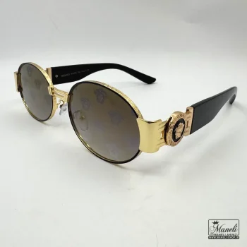عینک UV برند versace با فریم طلایی و شیشه مشکی