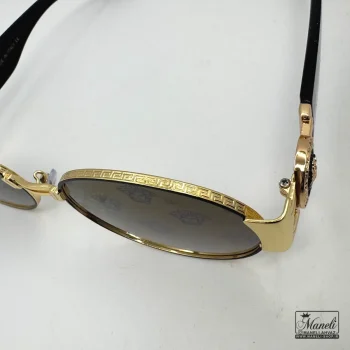 عینک UV برند versace با فریم طلایی و شیشه مشکی - تصویر 6
