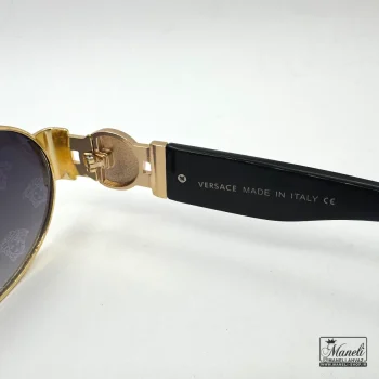 عینک UV برند versace با فریم طلایی و شیشه مشکی - تصویر 7