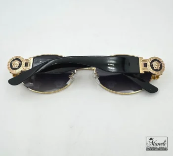 عینک UV برند versace با فریم طلایی و شیشه مشکی - تصویر 2