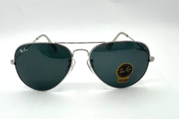 عینک ری بن RAY BAN  مردانه شیشه مشکی فریم نقره ای