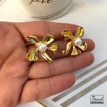 گوشواره طرح گل دفرمه با ترکیب مروارید - تصویر 5