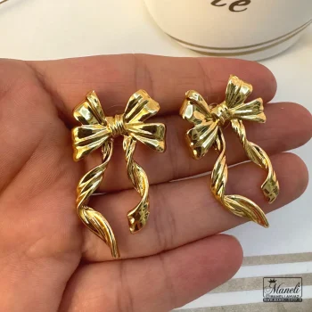 گوشواره طرح پاپیون دفرمه طلایی - تصویر 5
