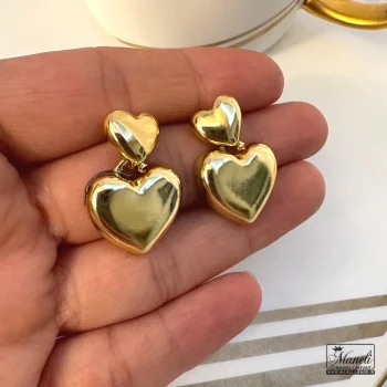 گوشواره طرح قلب طلایی - تصویر 3